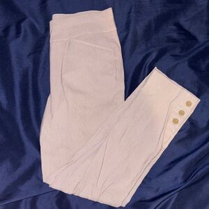 Tan Ribbed Leggings with Button Detail